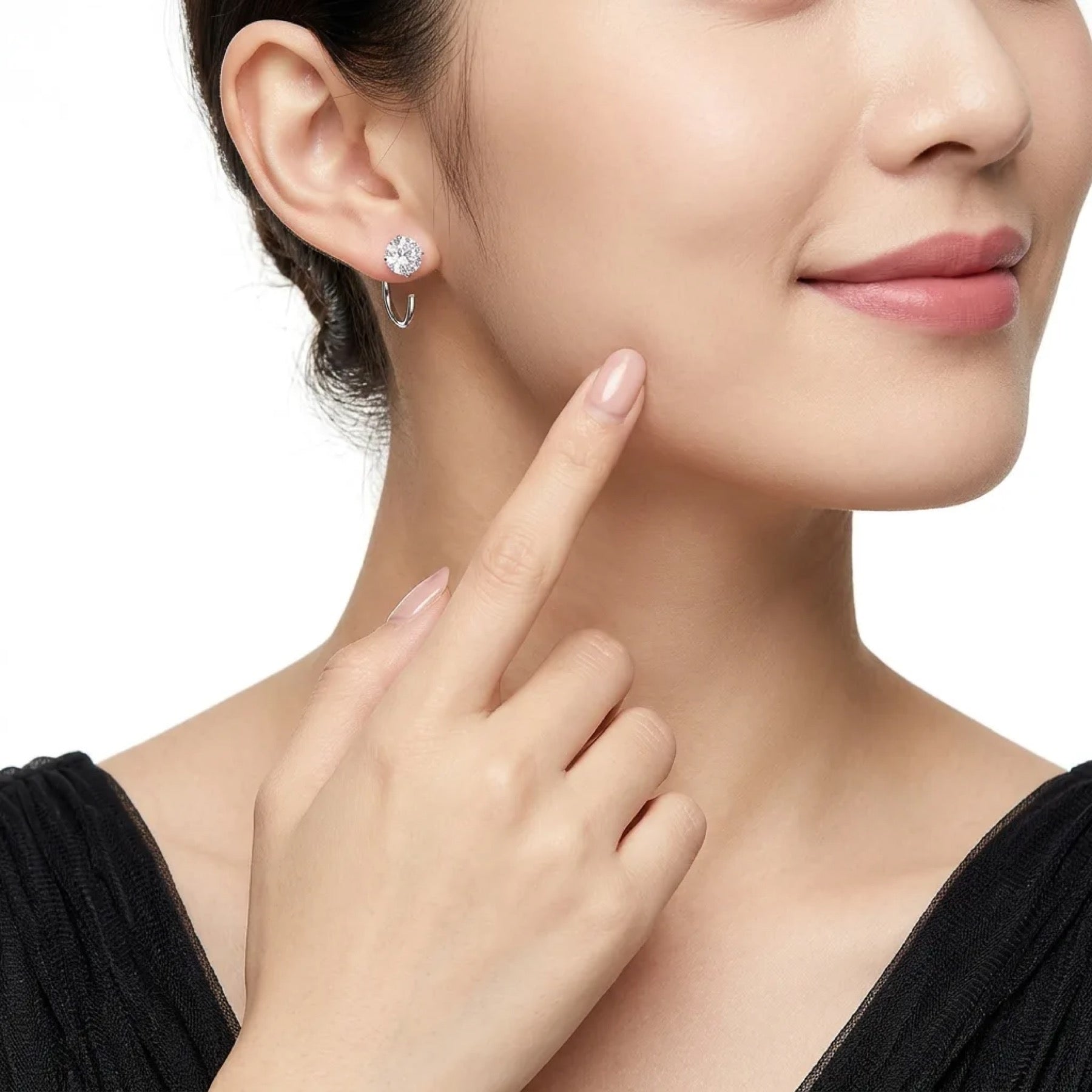 Nudo Moissanite Stud Earrings in Sterling Silver