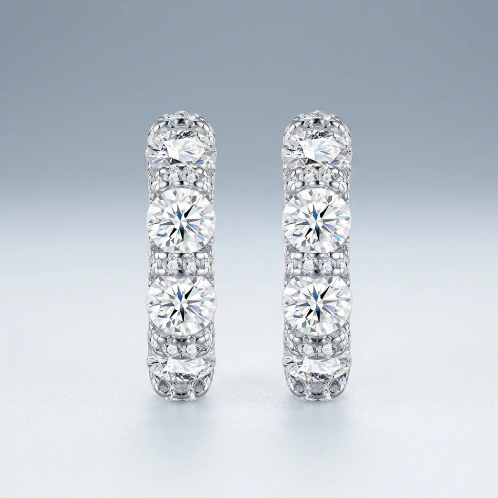 Alternino Moissanite Huggie Hoop Earrings in Sterling Silver