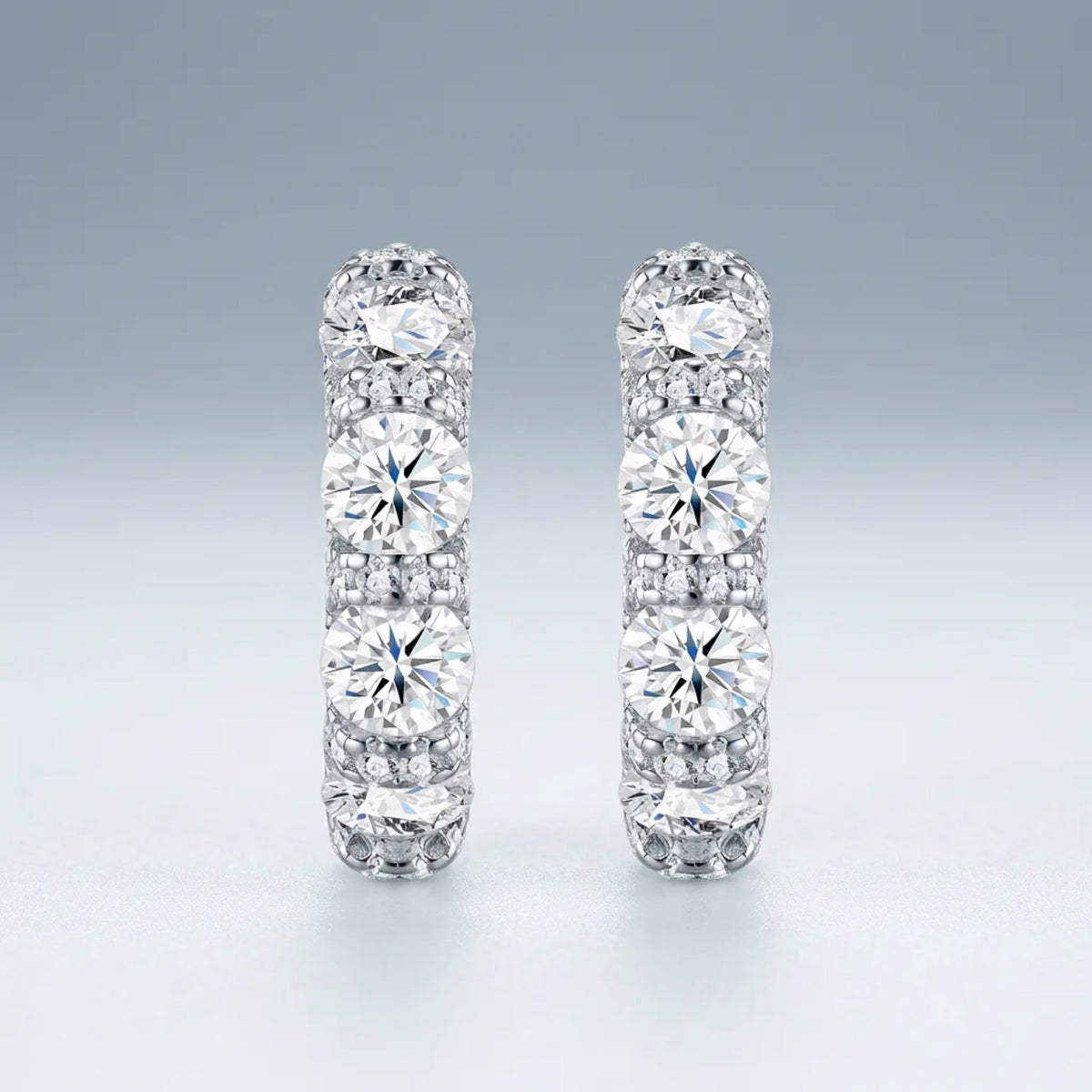 Alternino Moissanite Huggie Hoop Earrings in Sterling Silver