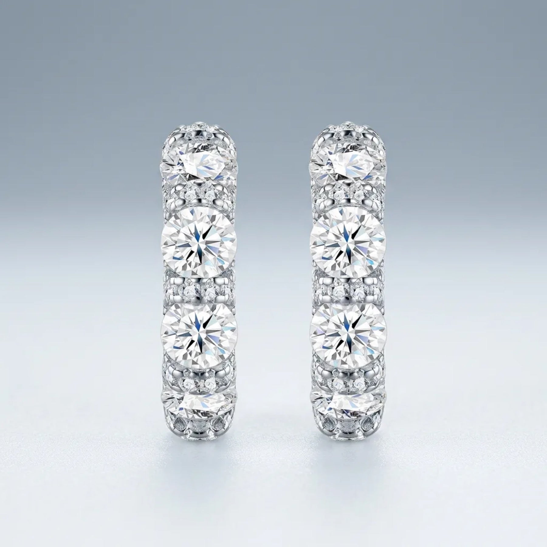 Alternino Moissanite Huggie Hoop Earrings in Sterling Silver