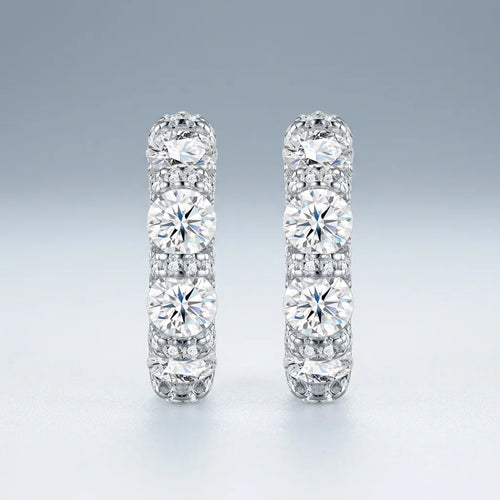 Alternino Moissanite Huggie Hoop Earrings in Sterling Silver
