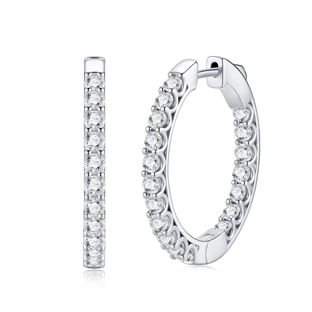 Ovalina Moissanite Huggie Hoop Earrings in Sterling Silver