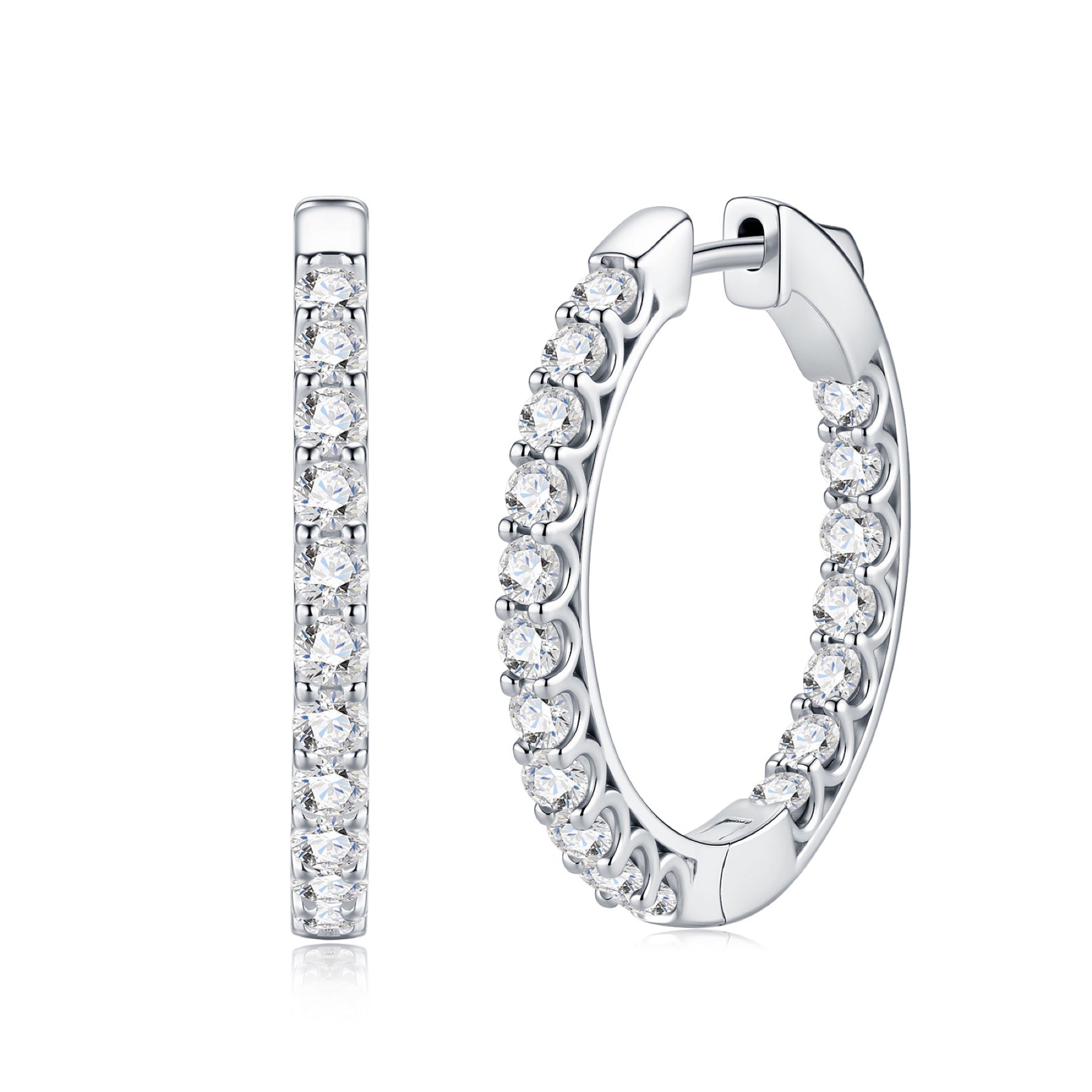 Ovalina Moissanite Huggie Hoop Earrings in Sterling Silver