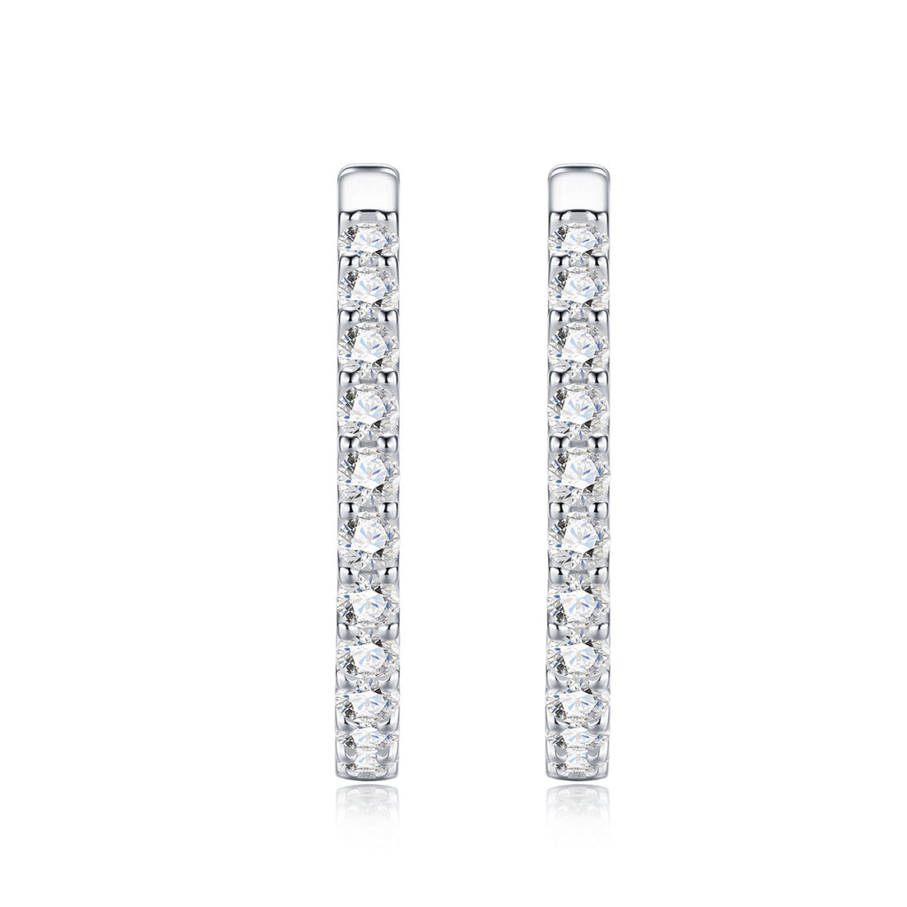 Ovalina Moissanite Huggie Hoop Earrings in Sterling Silver