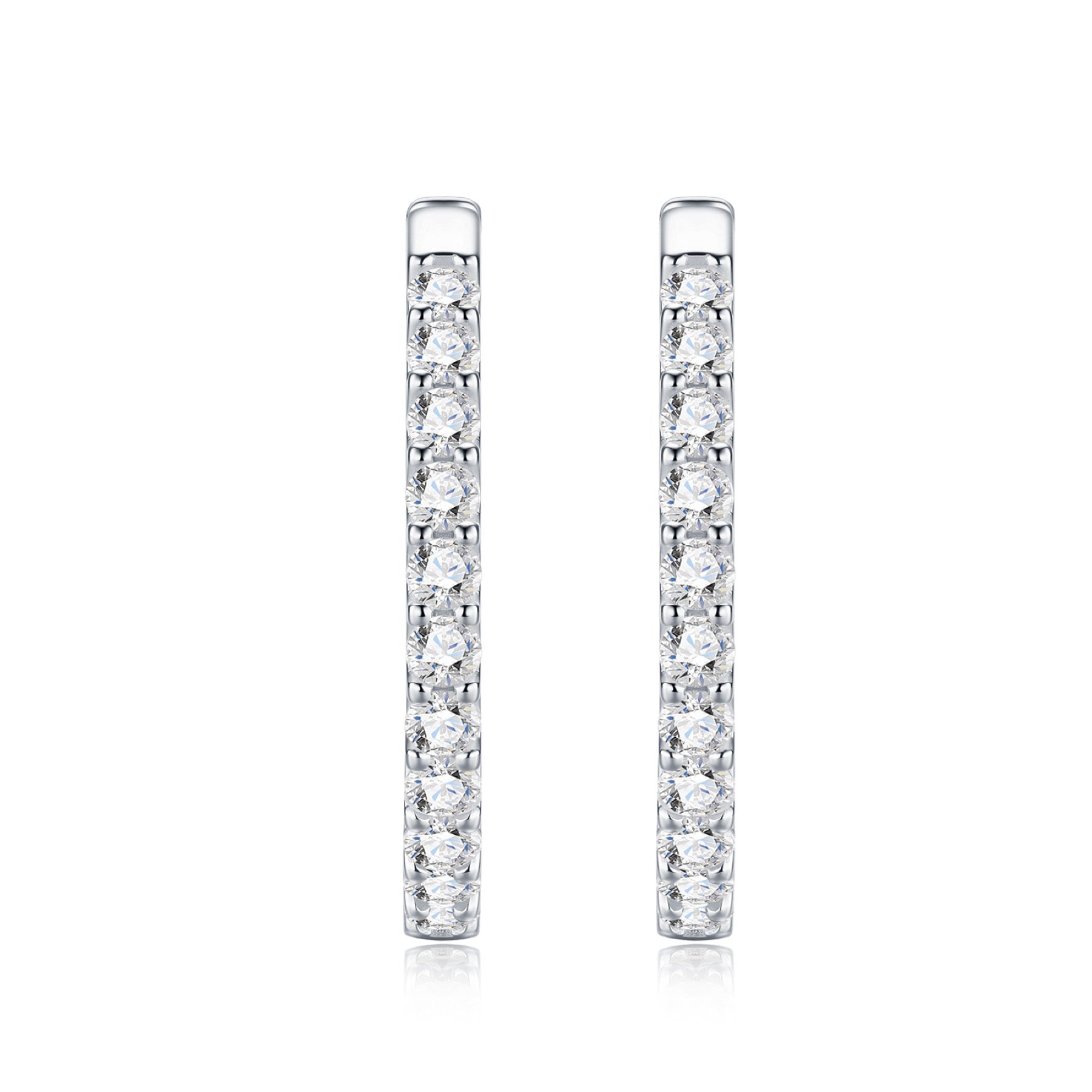 Ovalina Moissanite Huggie Hoop Earrings in Sterling Silver