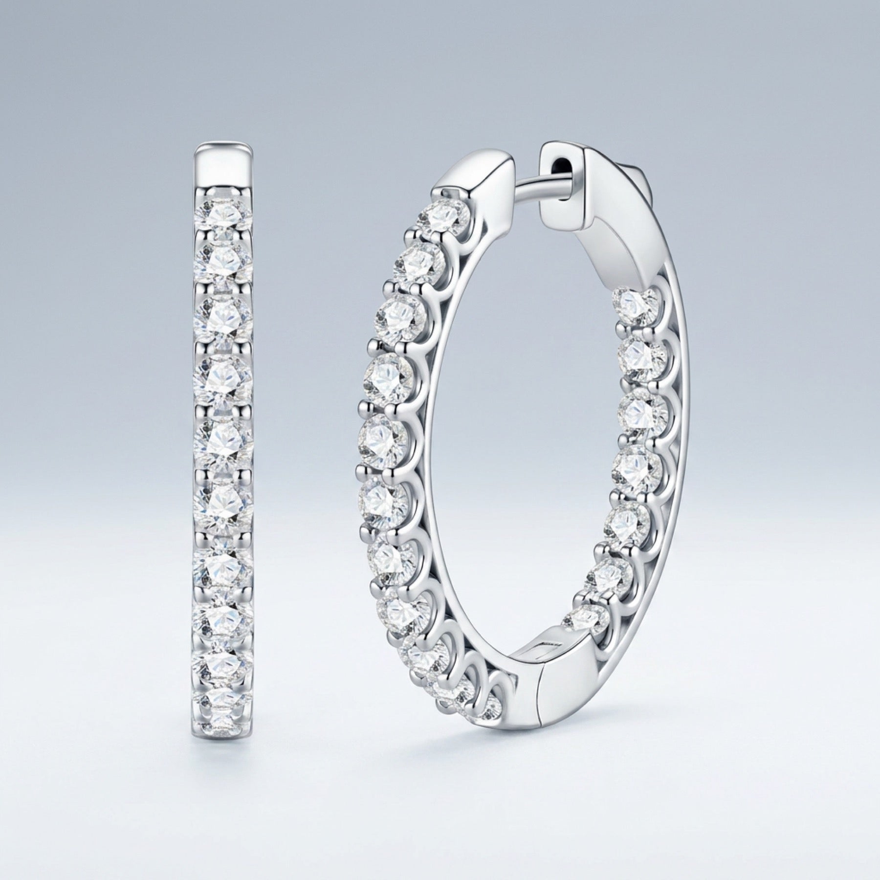 Ovalina Moissanite Huggie Hoop Earrings in Sterling Silver