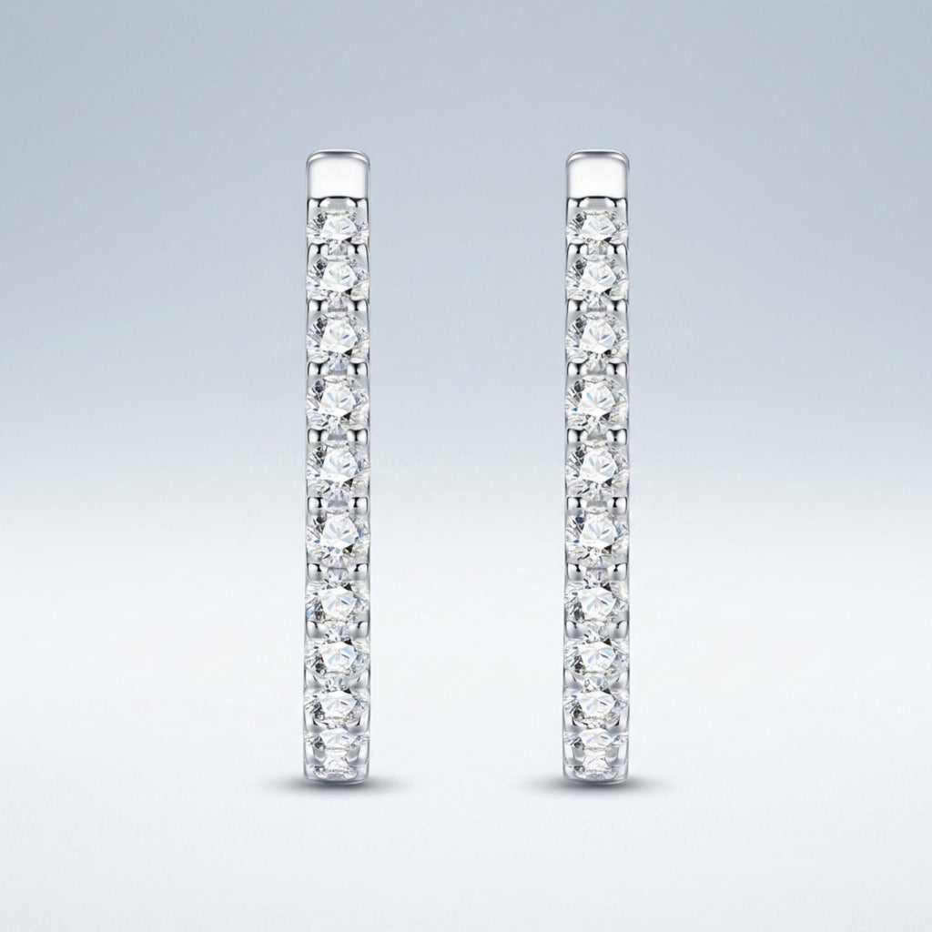 Ovalina Moissanite Huggie Hoop Earrings in Sterling Silver