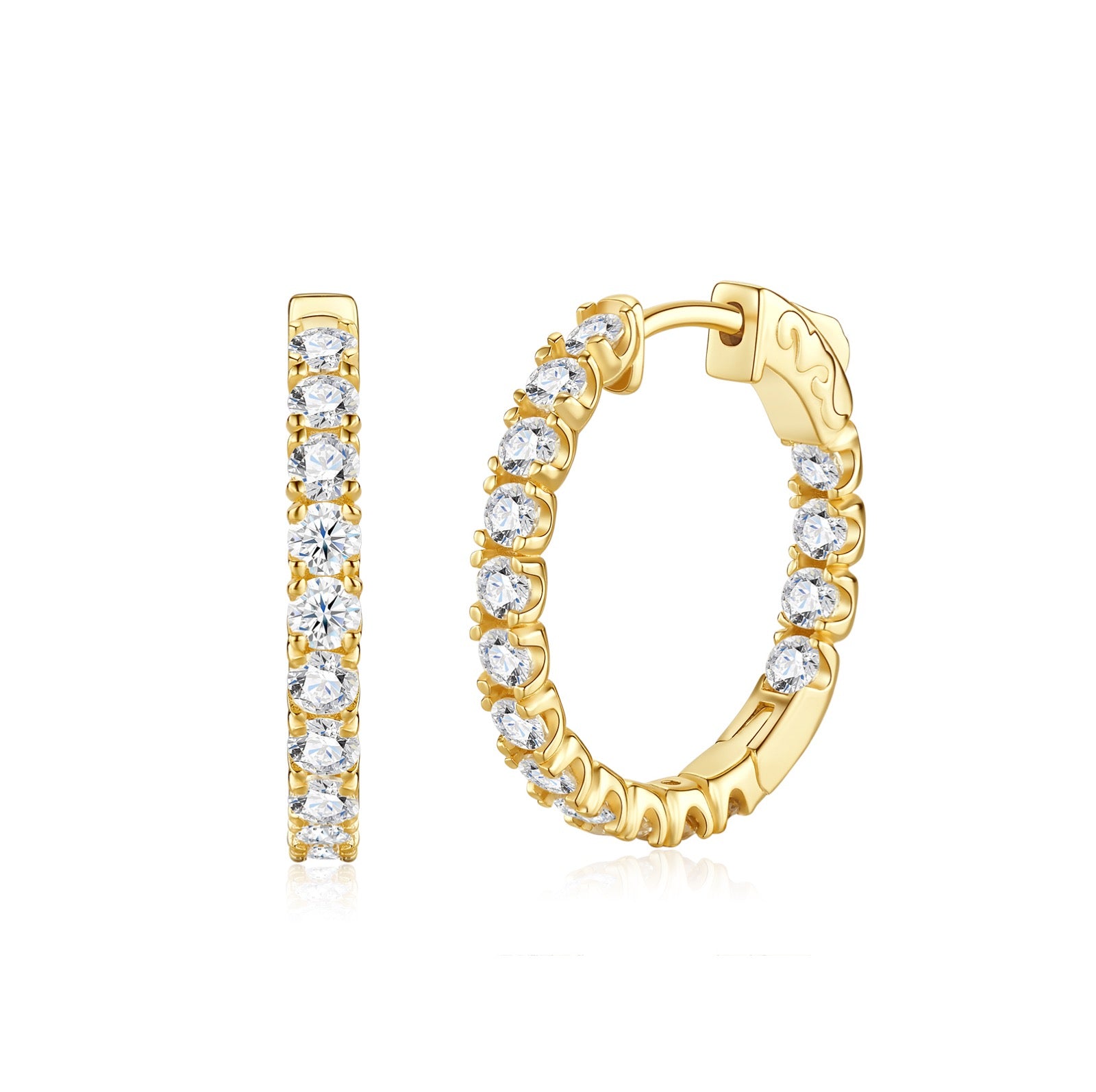 Soletta Moissanite Huggie Hoop Earrings in Gold-Tone Sterling Silver