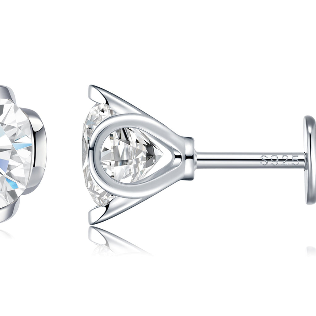 Fiorello 1 Carat Moissanite Stud Earrings in Sterling Silver — detail