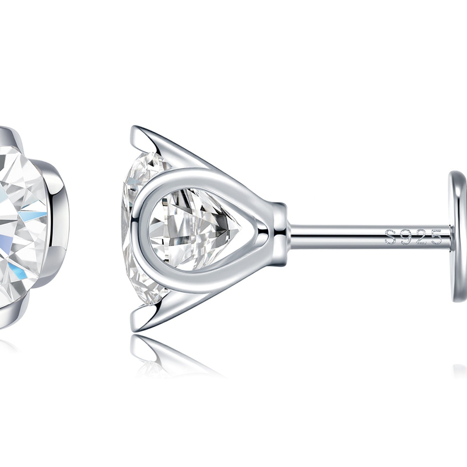Fiorello 1 Carat Moissanite Stud Earrings in Sterling Silver — detail