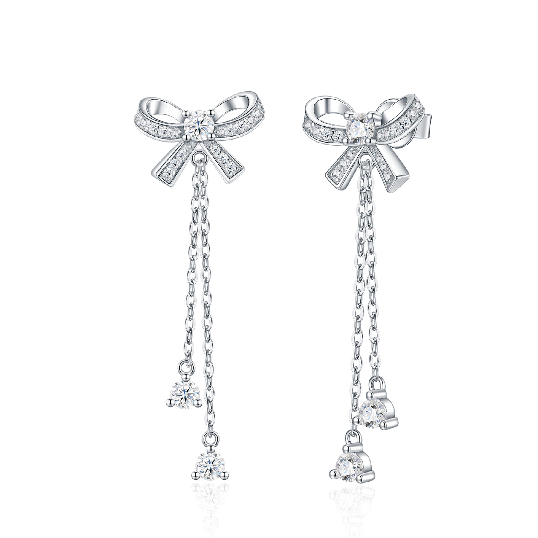 Fioccopendente Moissanite Drop Earrings in Sterling Silver