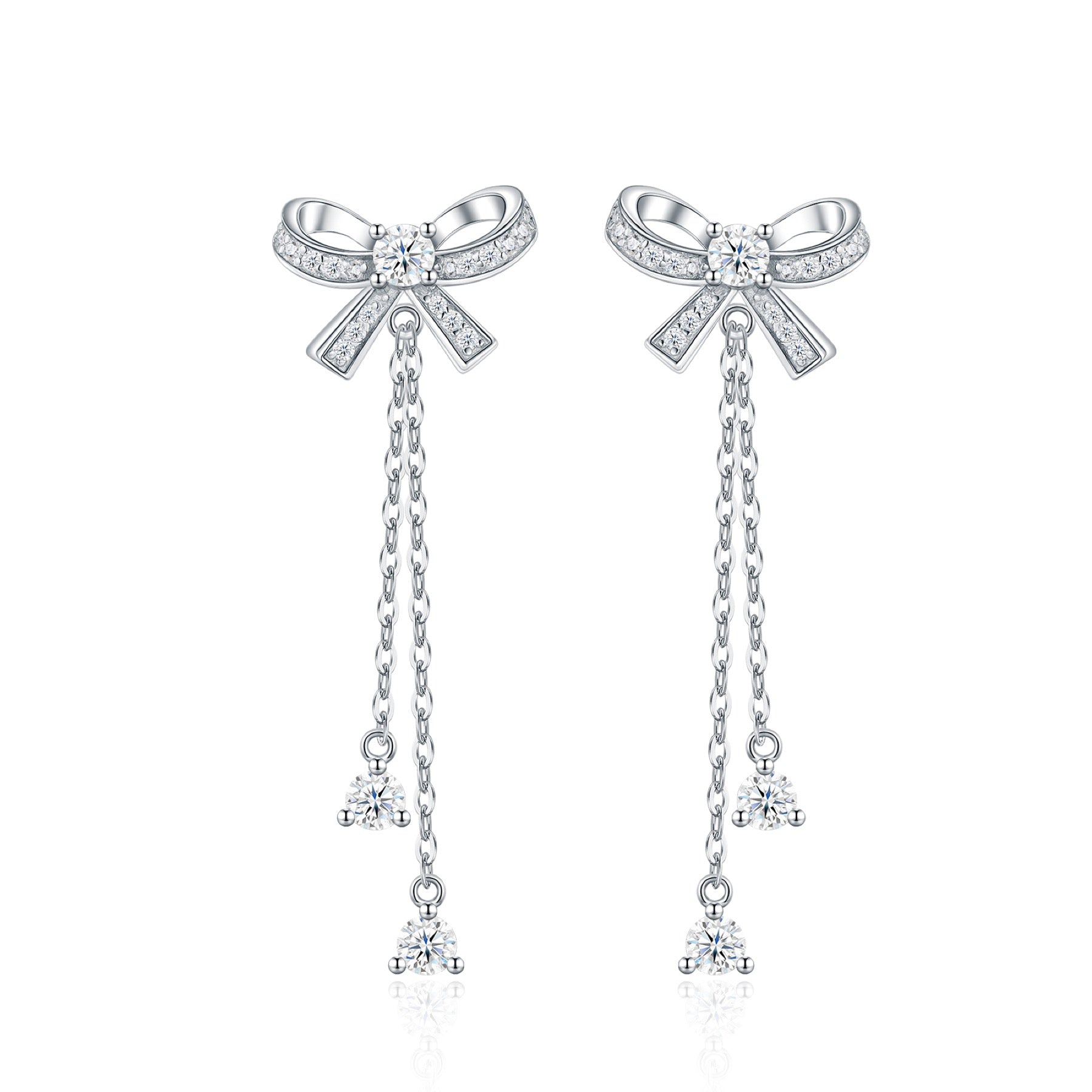 Fioccopendente Moissanite Drop Earrings in Sterling Silver