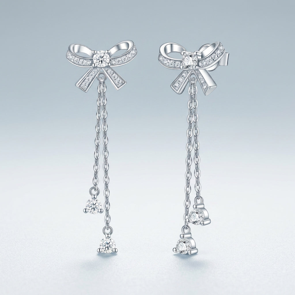 Fioccopendente Moissanite Drop Earrings in Sterling Silver