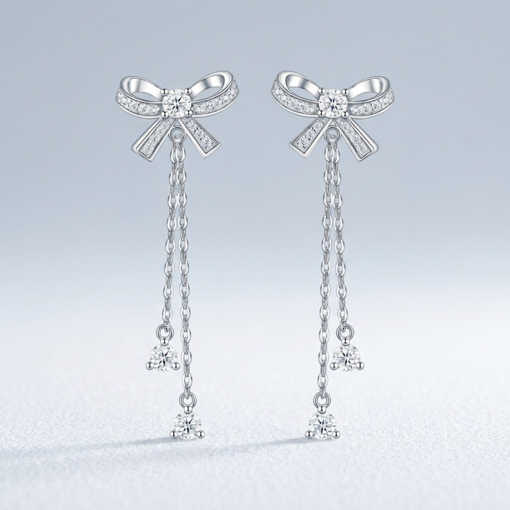 Fioccopendente Moissanite Drop Earrings in Sterling Silver