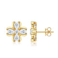 Fiorodoro Moissanite Flower Stud Earrings in Gold-Tone Sterling Silver