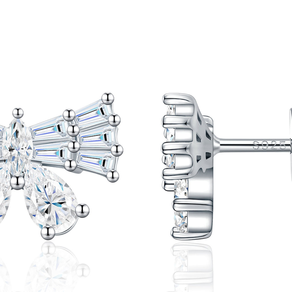 Nastrino Moissanite Bow Stud Earrings in Sterling Silver — detail