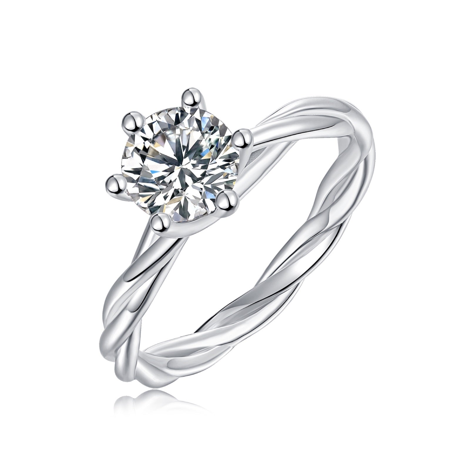 Bramble 1 Carat Moissanite Solitaire Ring in Sterling Silver