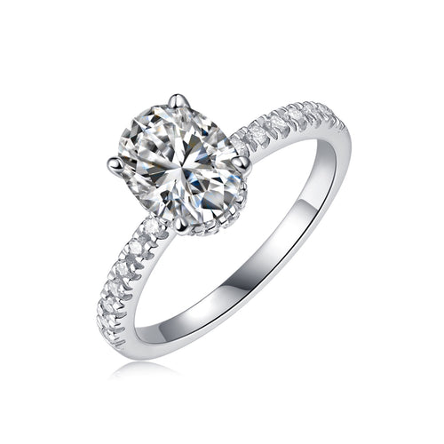 Cinderella Oval-Cut Moissanite Halo Ring in Sterling Silver