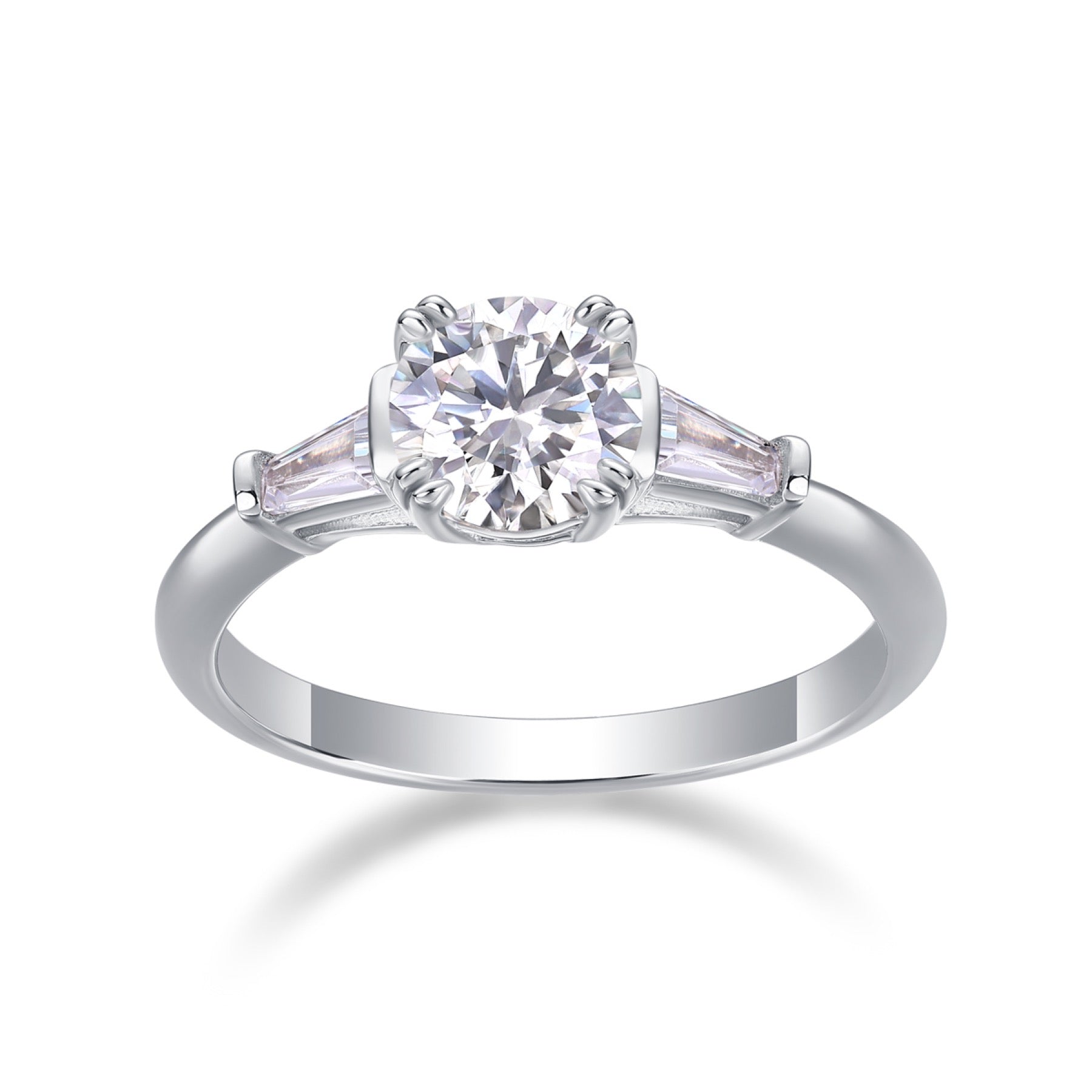 Goddess 1 Carat Moissanite Three-Stone Ring in Sterling Silver