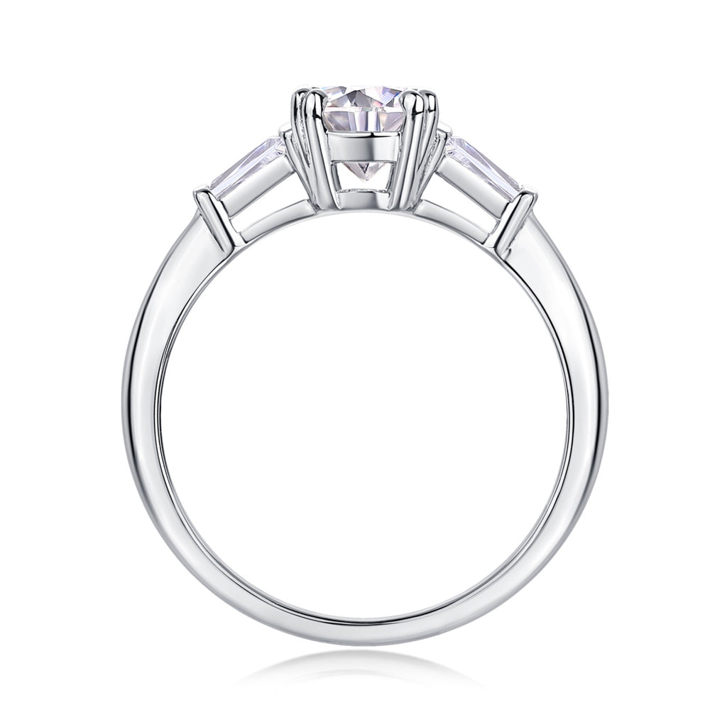 Goddess 1 Carat Moissanite Three-Stone Ring in Sterling Silver