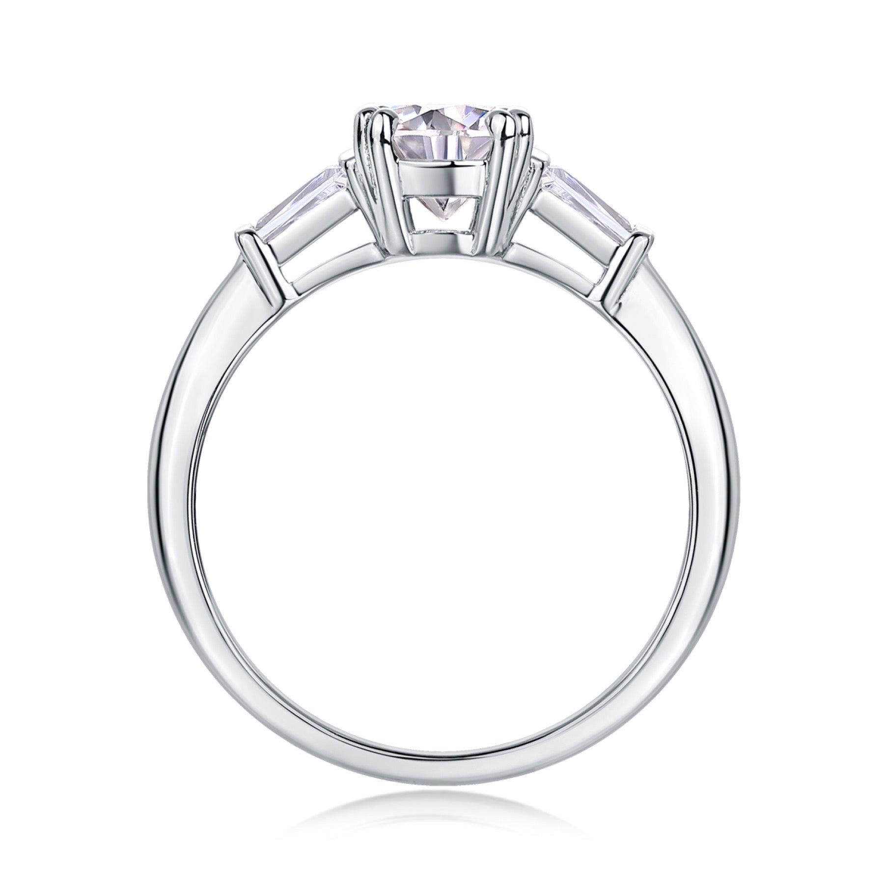 Goddess 1 Carat Moissanite Three-Stone Ring in Sterling Silver