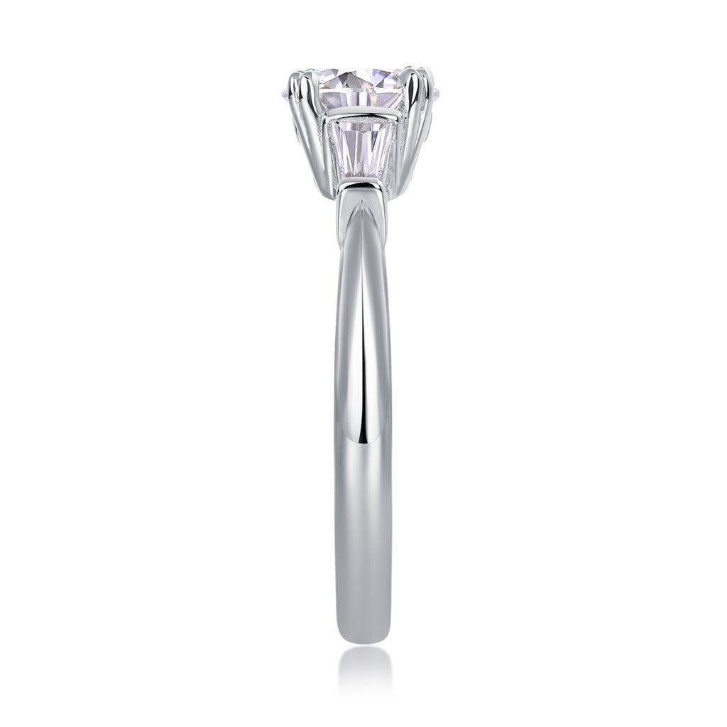 Goddess 1 Carat Moissanite Three-Stone Ring in Sterling Silver