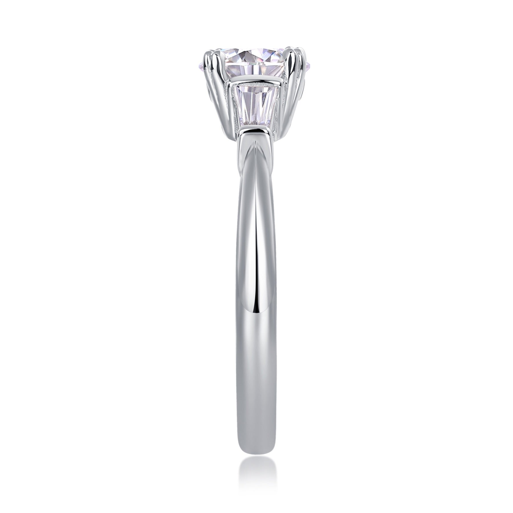 Goddess 1 Carat Moissanite Three-Stone Ring in Sterling Silver