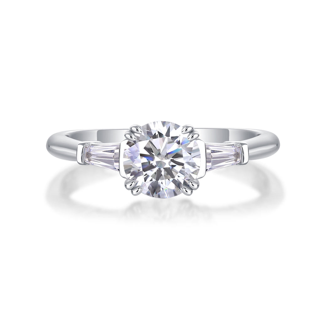 Goddess 1 Carat Moissanite Three-Stone Ring in Sterling Silver