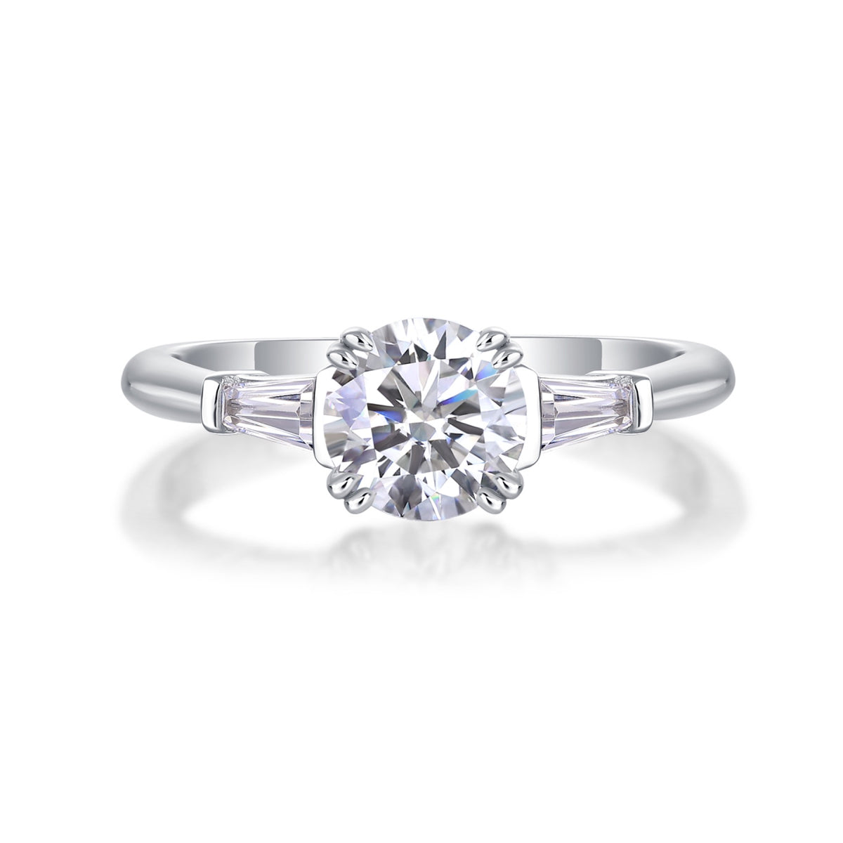 Goddess 1 Carat Moissanite Three-Stone Ring in Sterling Silver