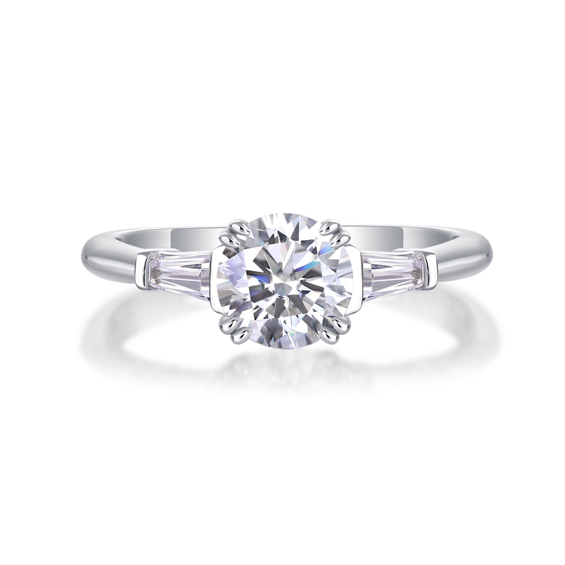 Goddess 1 Carat Moissanite Three-Stone Ring in Sterling Silver