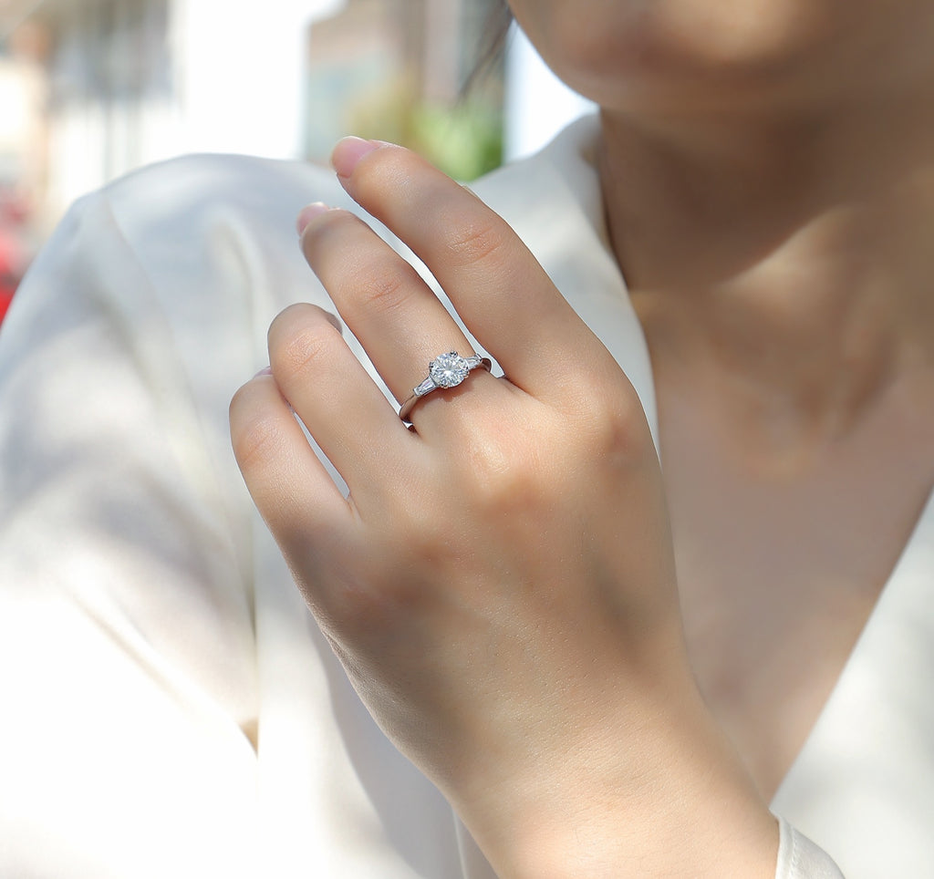 Goddess 1 Carat Moissanite Three-Stone Ring in Sterling Silver