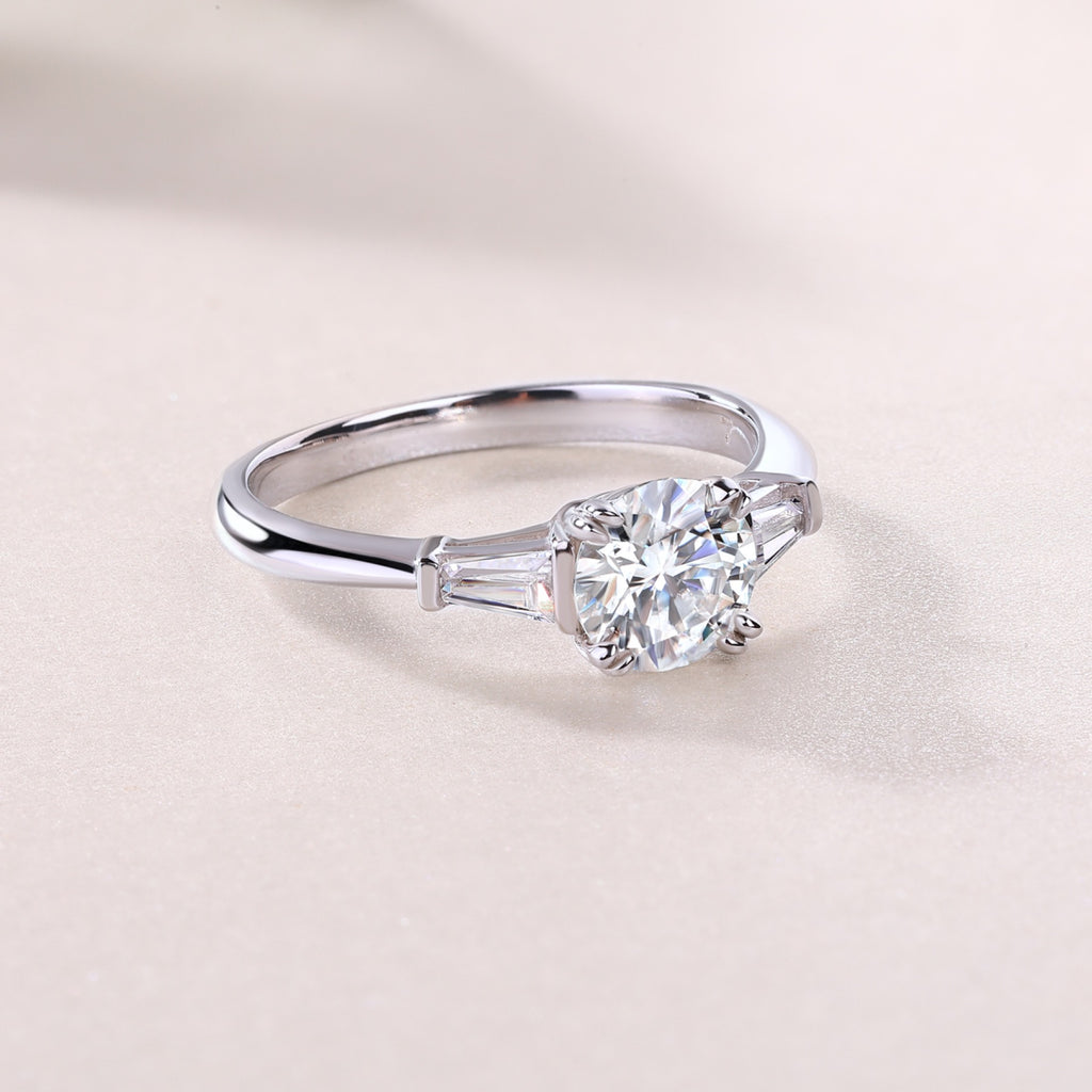 Goddess 1 Carat Moissanite Three-Stone Ring in Sterling Silver