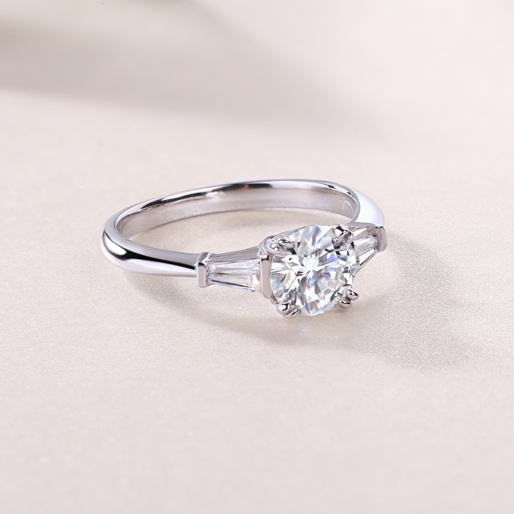 Goddess 1 Carat Moissanite Three-Stone Ring in Sterling Silver