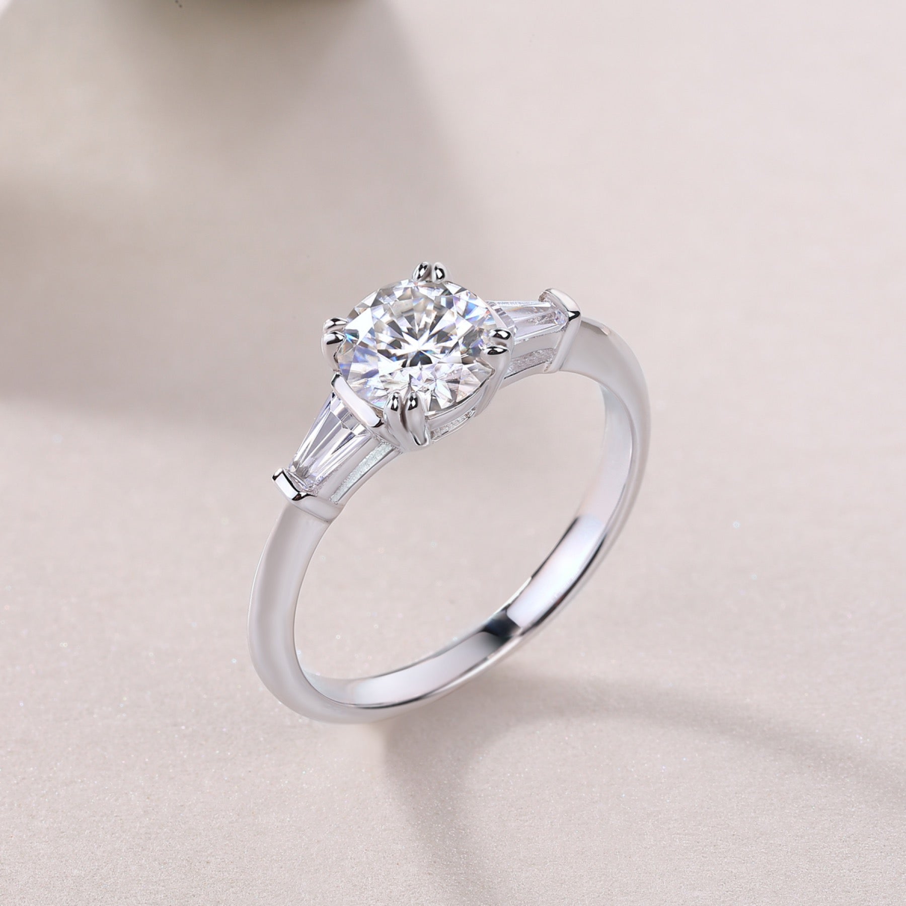 Goddess 1 Carat Moissanite Three-Stone Ring in Sterling Silver