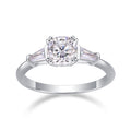 Destiny Cushion-Cut Moissanite Three-Stone Ring in Sterling Silver