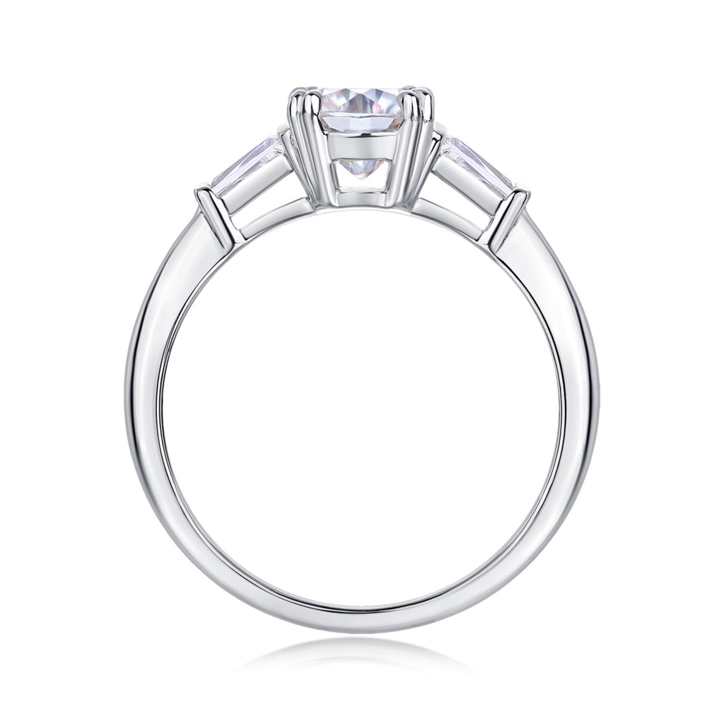 Destiny Cushion-Cut Moissanite Three-Stone Ring in Sterling Silver