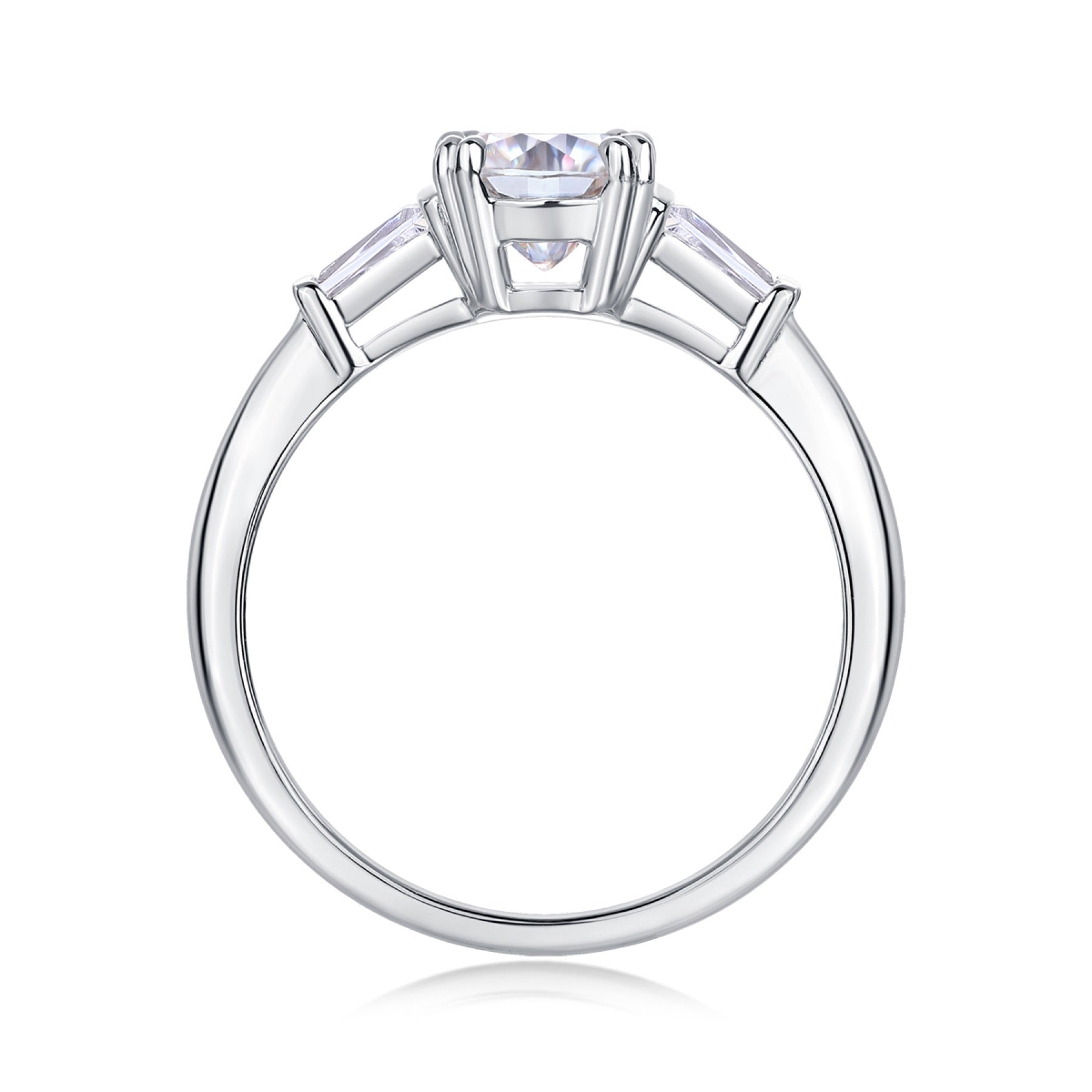 Destiny Cushion-Cut Moissanite Three-Stone Ring in Sterling Silver