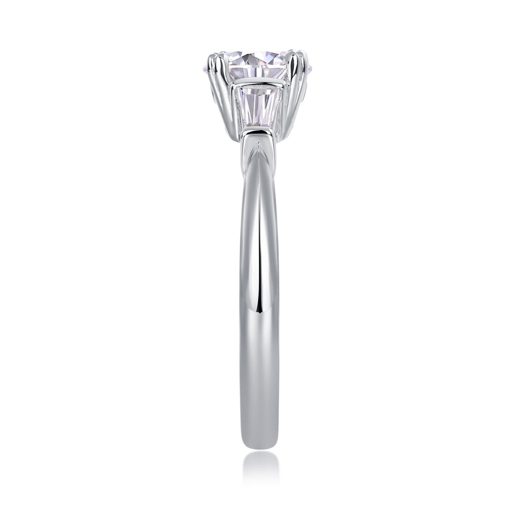 Destiny Cushion-Cut Moissanite Three-Stone Ring in Sterling Silver