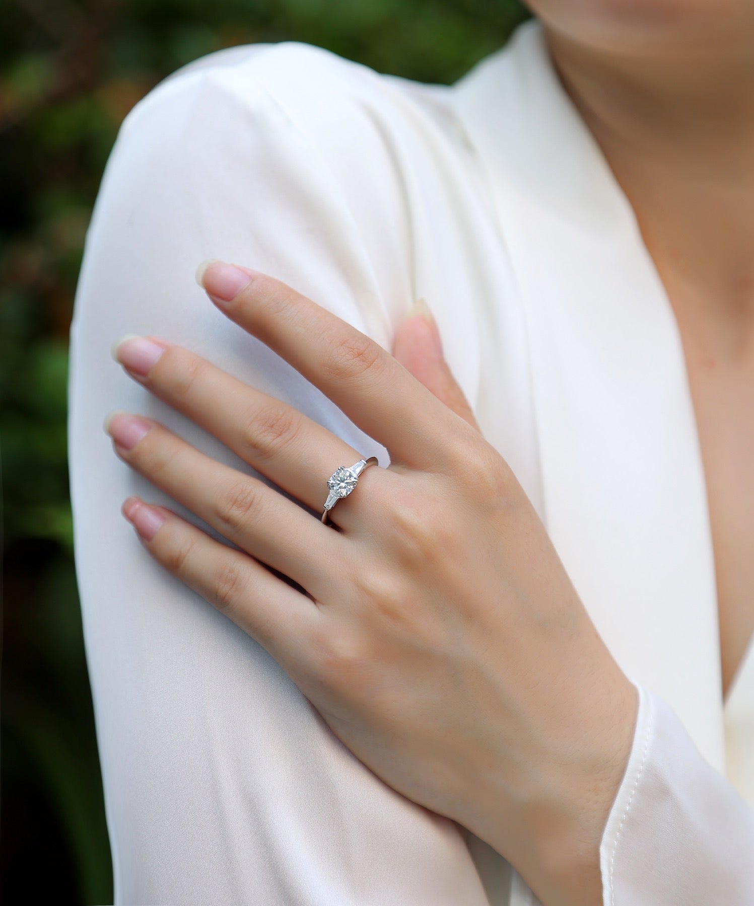 Destiny Cushion-Cut Moissanite Three-Stone Ring in Sterling Silver