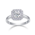 Piazza Cushion-Cut Moissanite Halo Ring in Sterling Silver