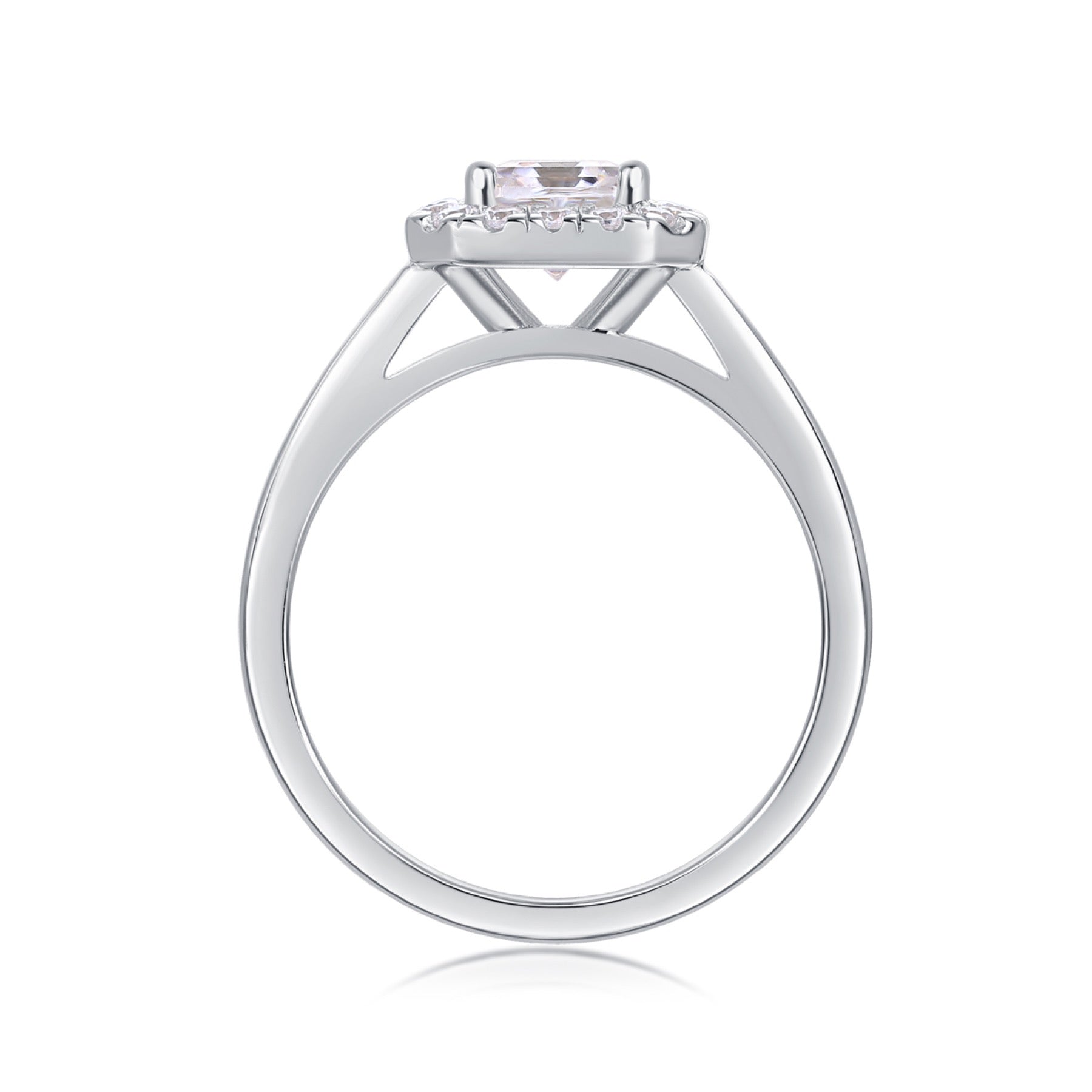 Piazza Cushion-Cut Moissanite Halo Ring in Sterling Silver