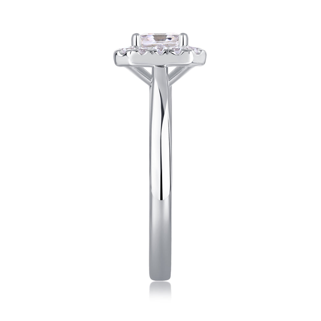Piazza Cushion-Cut Moissanite Halo Ring in Sterling Silver