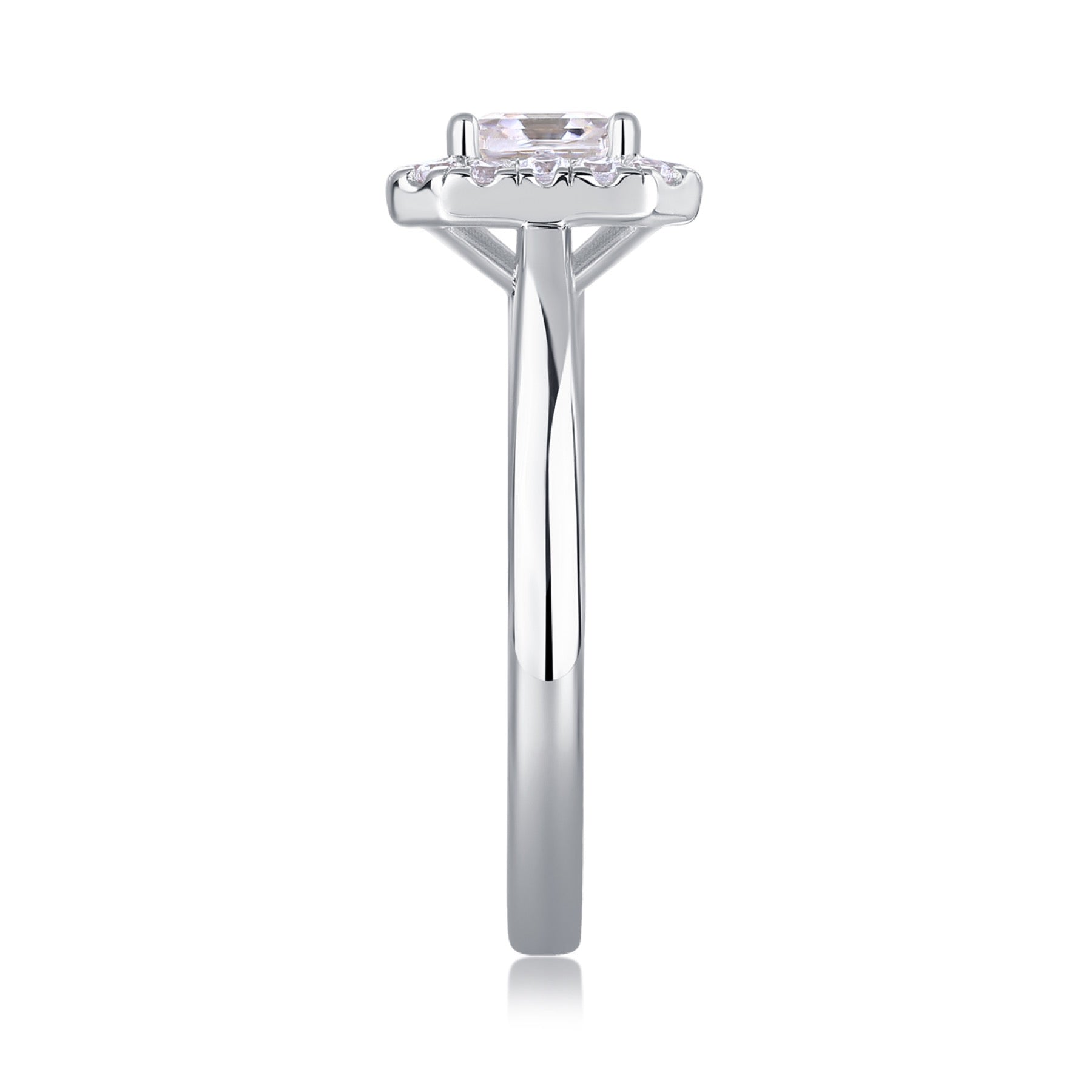 Piazza Cushion-Cut Moissanite Halo Ring in Sterling Silver