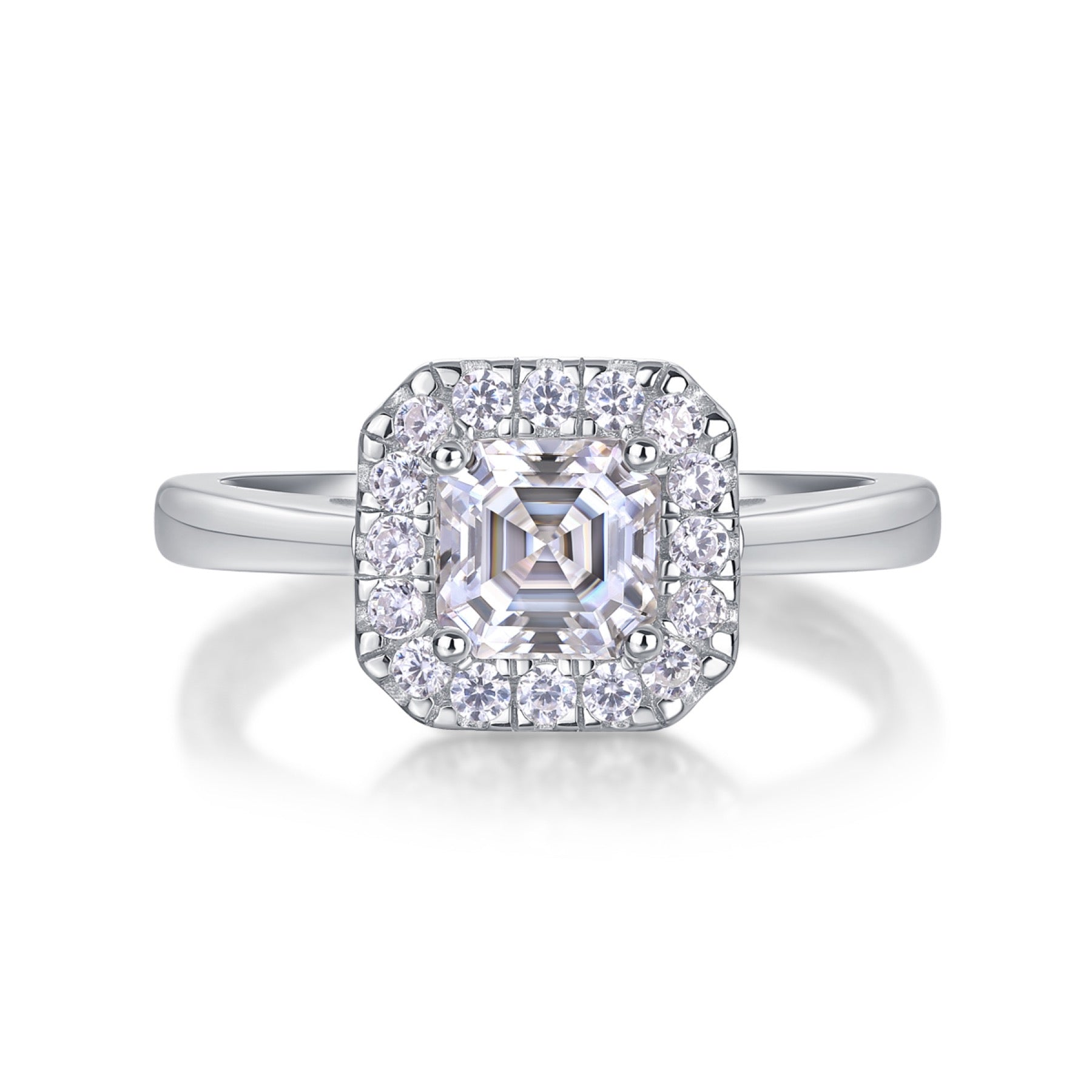 Piazza Cushion-Cut Moissanite Halo Ring in Sterling Silver