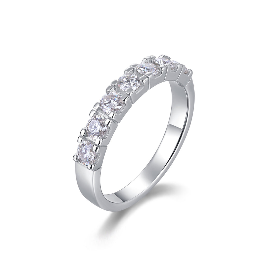 Lucky Seven Moissanite Five-Stone Ring in Sterling Silver