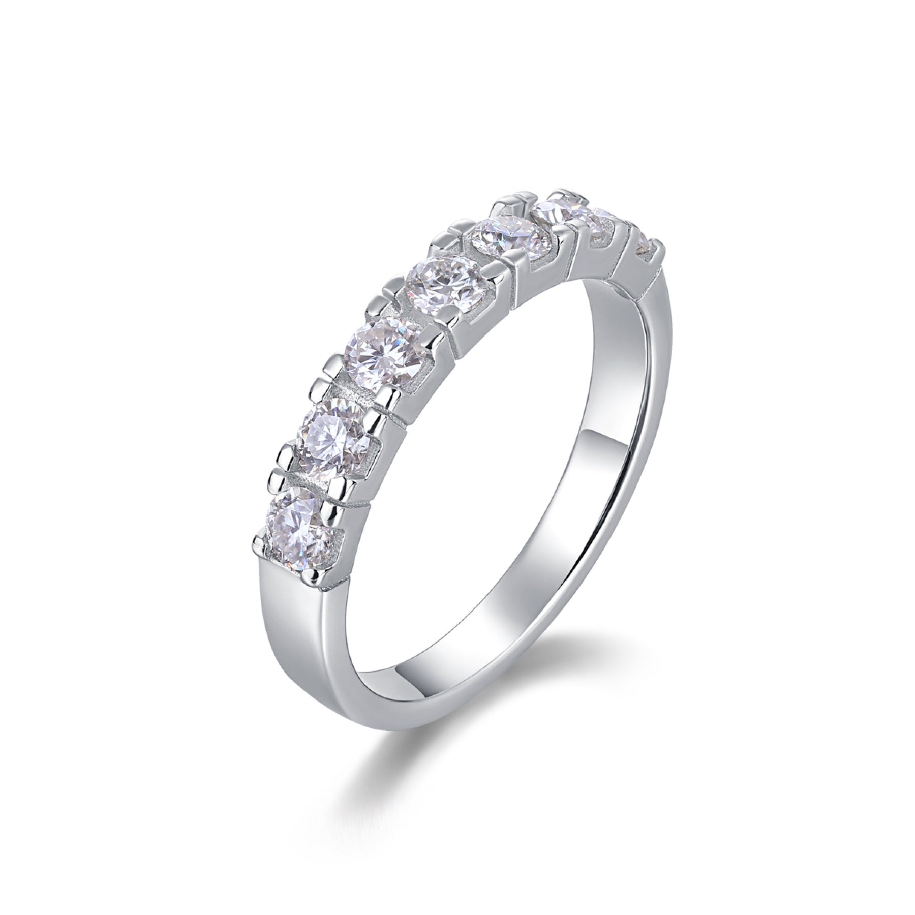 Lucky Seven Moissanite Five-Stone Ring in Sterling Silver