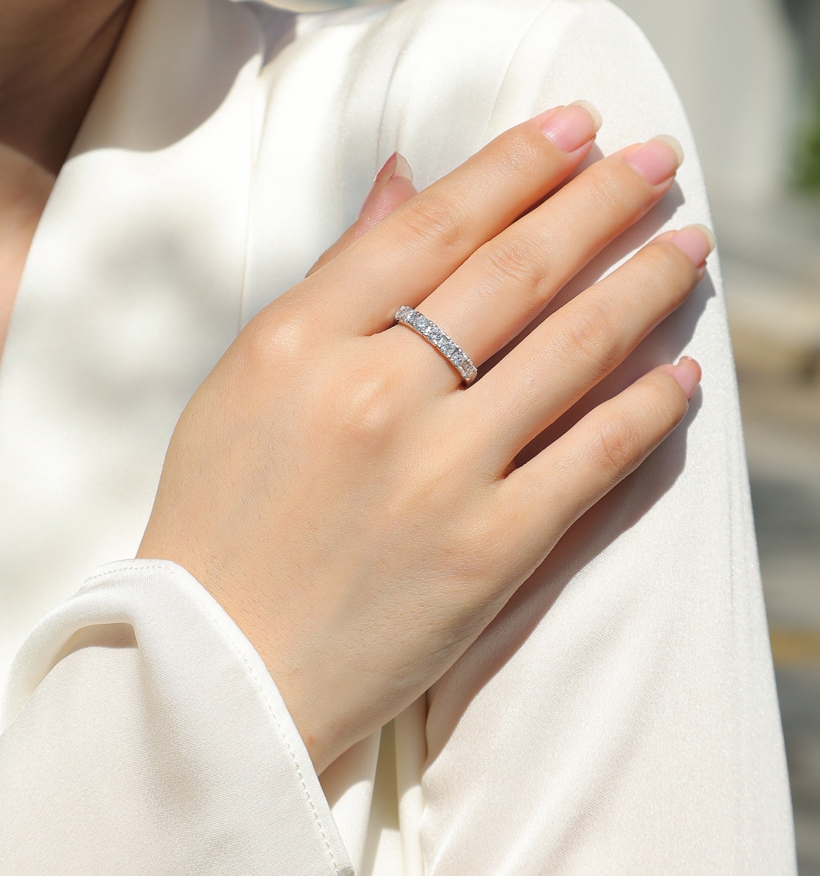 Lucky Seven Moissanite Five-Stone Ring in Sterling Silver