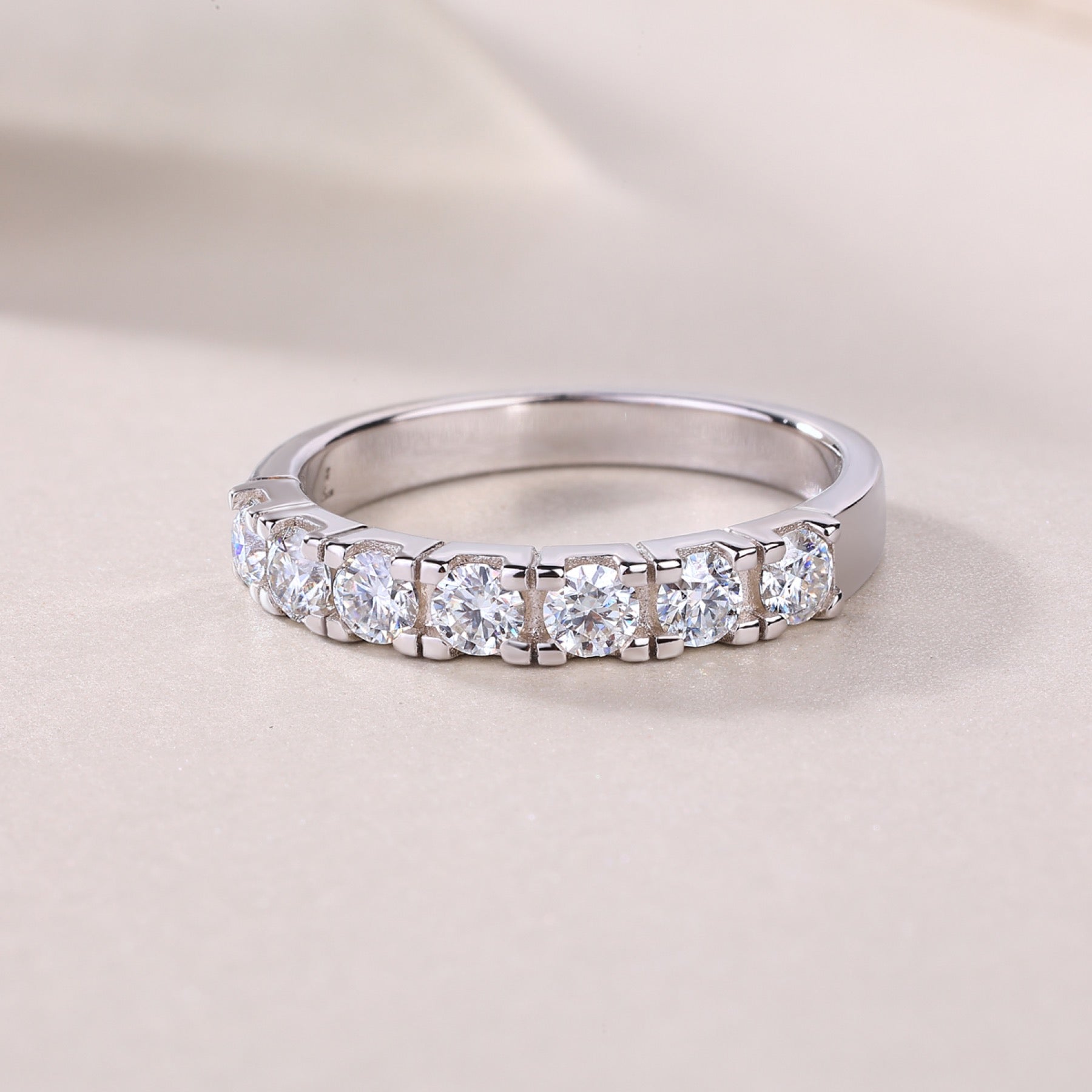 Lucky Seven Moissanite Five-Stone Ring in Sterling Silver