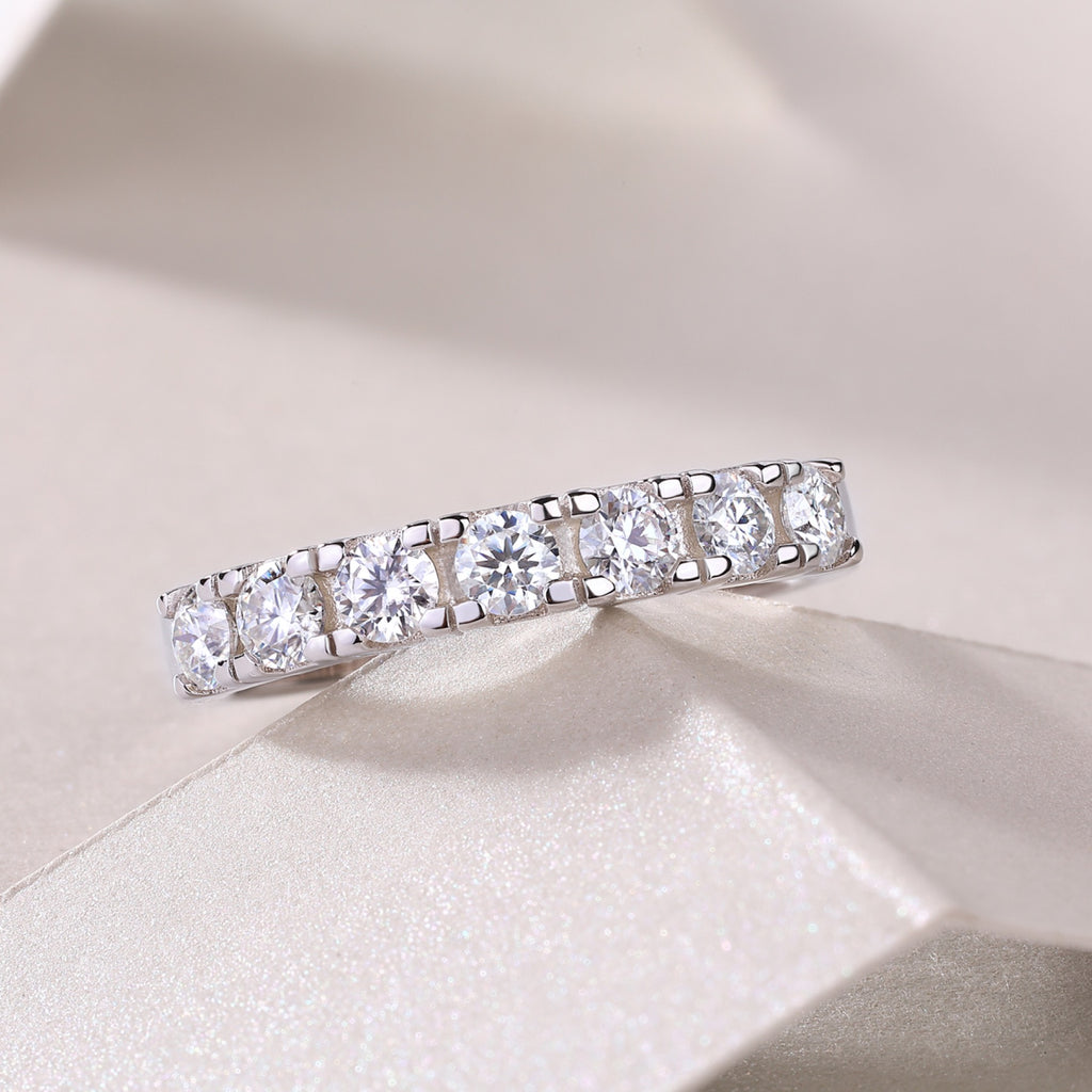 Lucky Seven Moissanite Five-Stone Ring in Sterling Silver