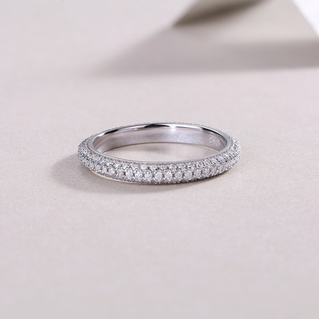 Mr. Right Moissanite Eternity Band Ring in Sterling Silver